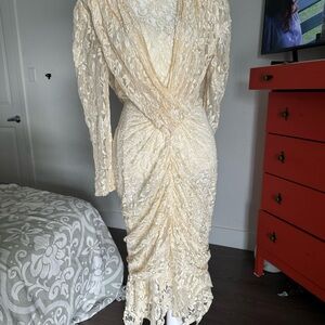 80s cream lace dress
